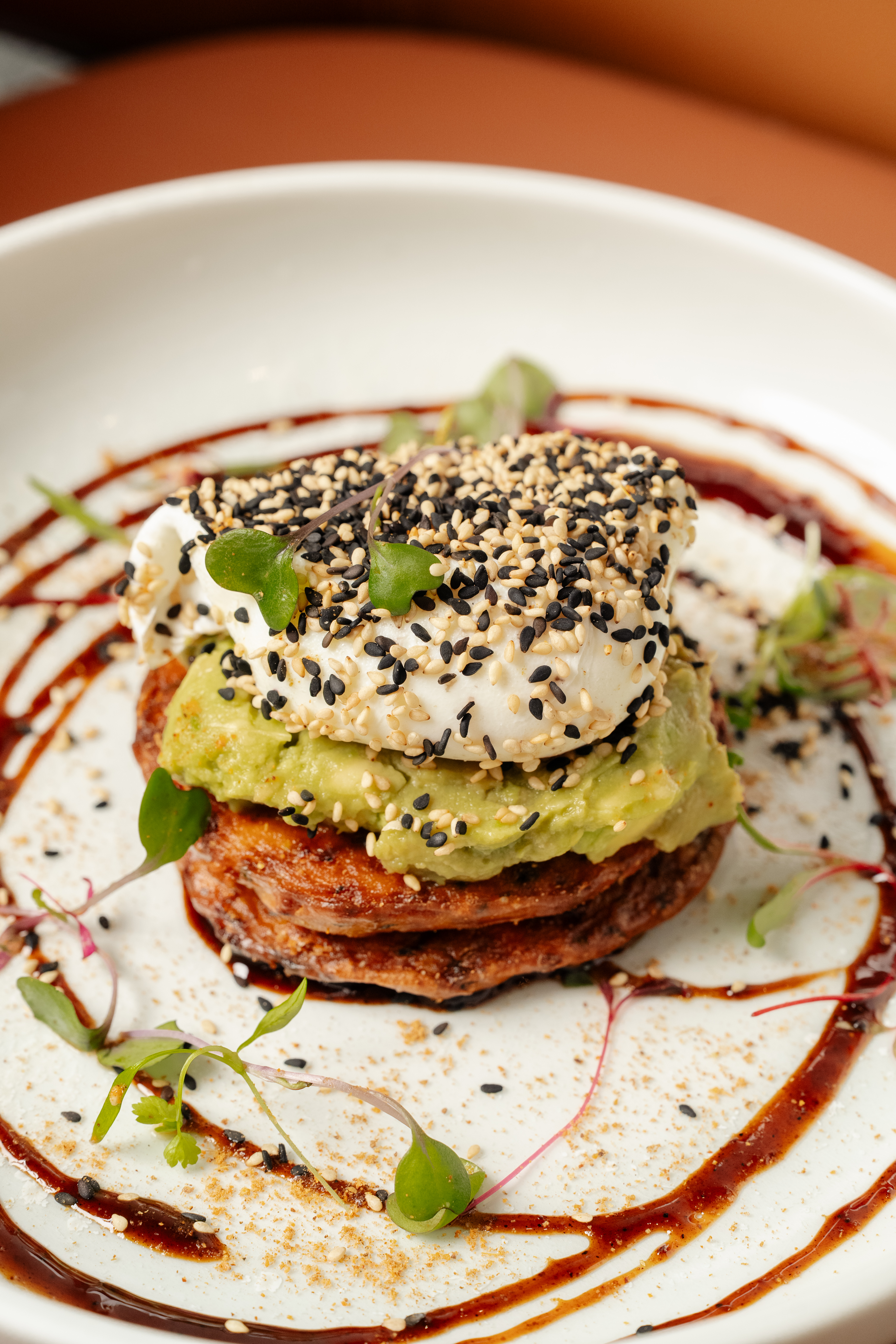 Freshly plated brunch dish